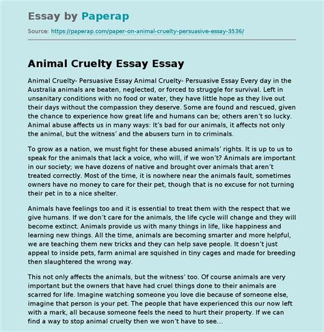 Animal cruelty essay introduction